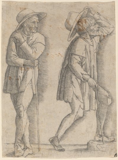 Two Peasants by Workshop of Andrea Mantegna