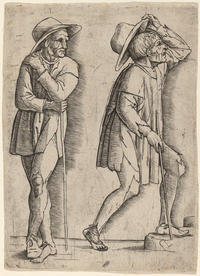 Two Peasants by Workshop of Andrea Mantegna