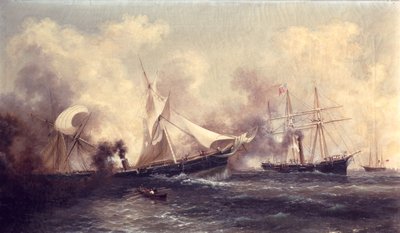 U.S.S. Kearsarge Sinking the Alabama by Xanthus Russell Smith