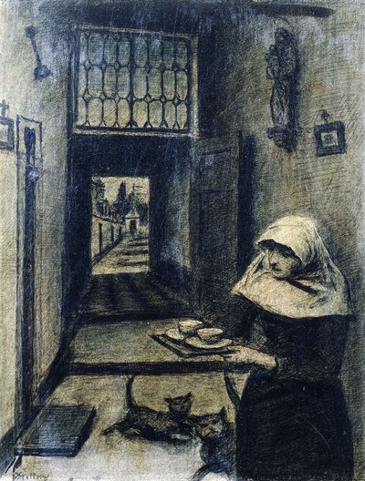 Nun with Two Cats by Xavier Mellery