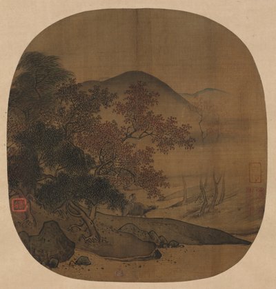 Buffalo and Boy in Autumnal Landscape by Yan Ciping