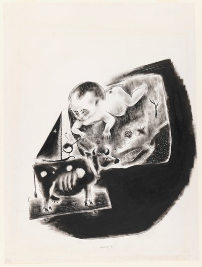 Baby and Toy Cow by Yasuo Kuniyoshi