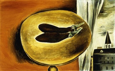 Still Life with Eggplant and Cityscape by Yasuo Kuniyoshi