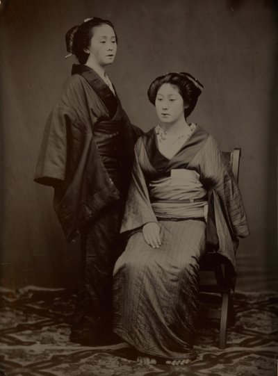 Geisha with Attendant, 1860s by Yokoyama Matsusaburo
