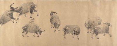 Water Buffaloes, dated 1639 by Zhang Hong