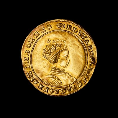 English hammered gold half sovereign coin by Hippolyte Lalaise Devéria