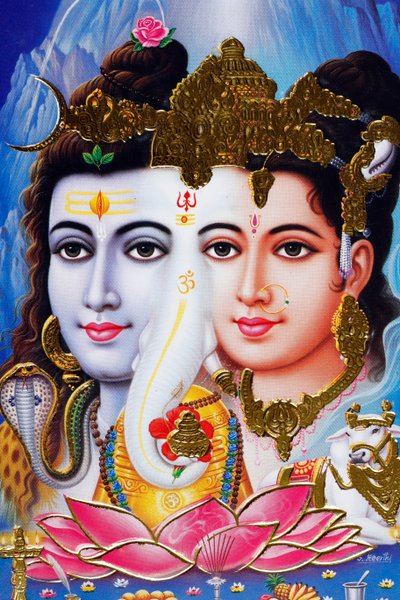 Hindu god Shiva and goddess Parvathi by . .