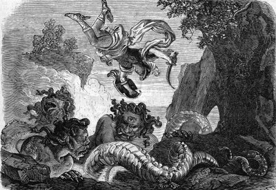 Perseus fighting the Gorgon by . .