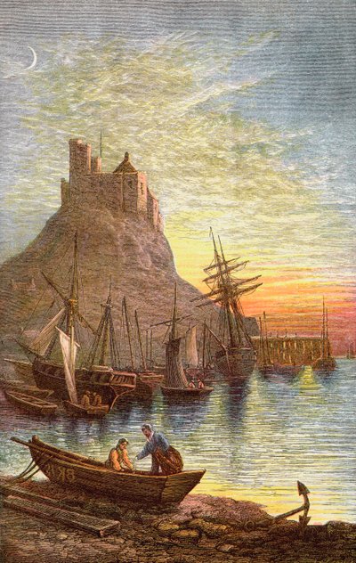 The Holy Island of Lindisfarne showing the castle. by . .