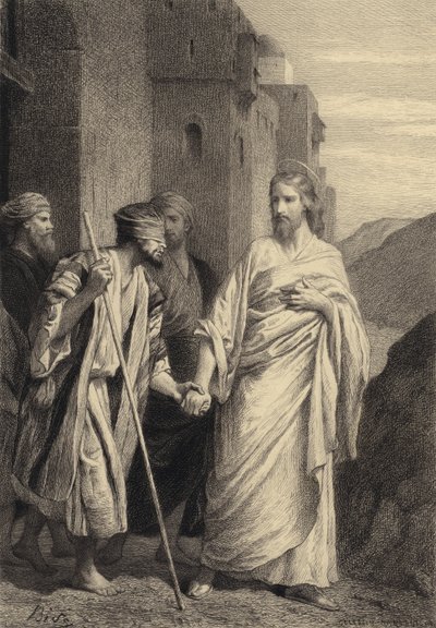 Jesus Leads the Blind Man by after Albert Robida