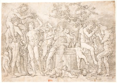 Bacchanal by the Wine Barrel by after Andrea Mantegna