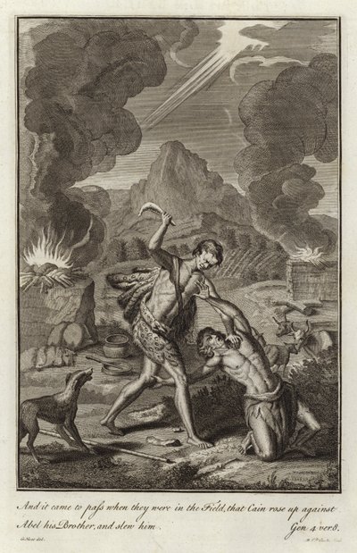 Cain slaying Abel by after Gerard Hoet