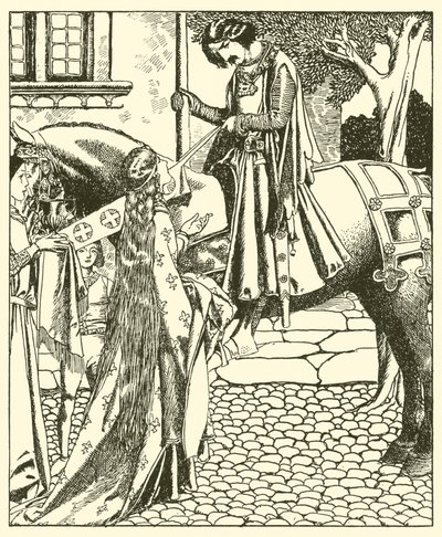 Sir Launcelot and Elouise the Fair by after Howard Pyle