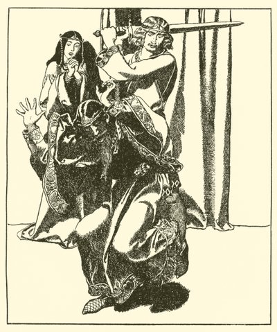 Sir Tristram assaults King Mark by after Howard Pyle