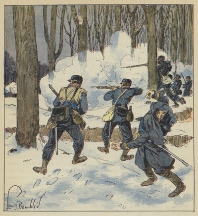 Franc-Tireurs Fighting in the Woods by after Louis Charles Bombled