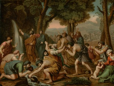 Moses Striking Water by after Nicolas Poussin