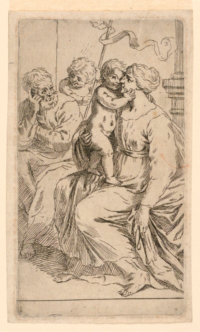 The Holy Family with Saint John by after Simone Cantarini