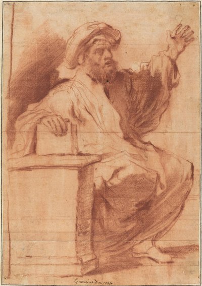 Seated Prophet by called Guercino Follower of Giovanni Francesco Barbieri