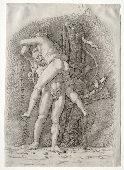 Hercules and Antaeus by school of Andrea Mantegna