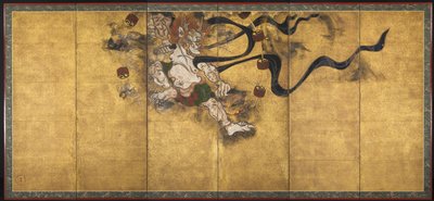 God of Thunder (Raijin) by studio of Tawaraya Sōtatsu