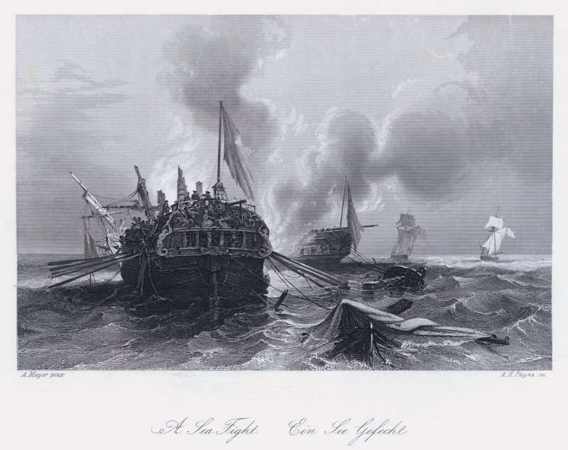 A Sea Fight by Auguste Etienne Francois Mayer