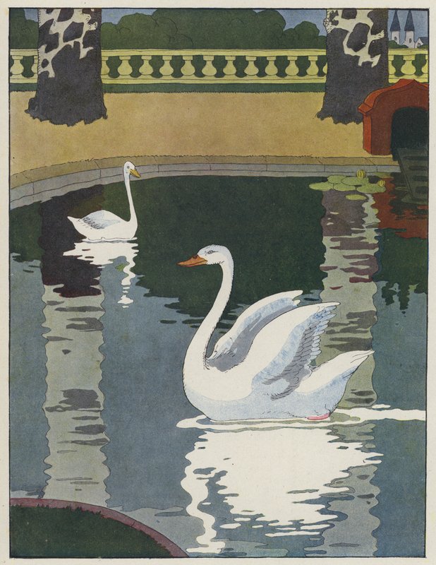 Swans by Benjamin Rabier