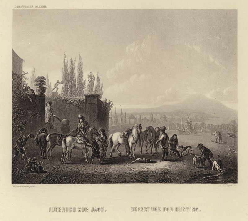 Departure for Hunting by Dutch School