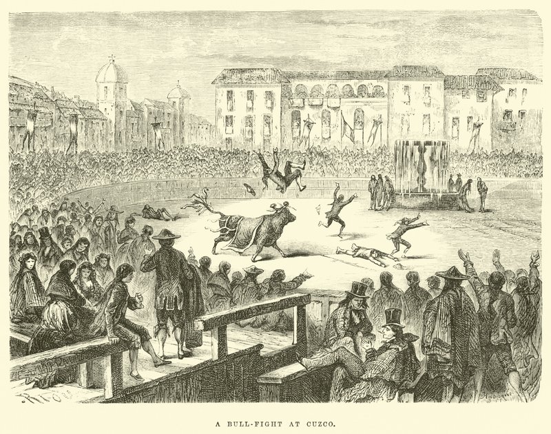 A Bull-Fight at Cuzco by Edouard Riou