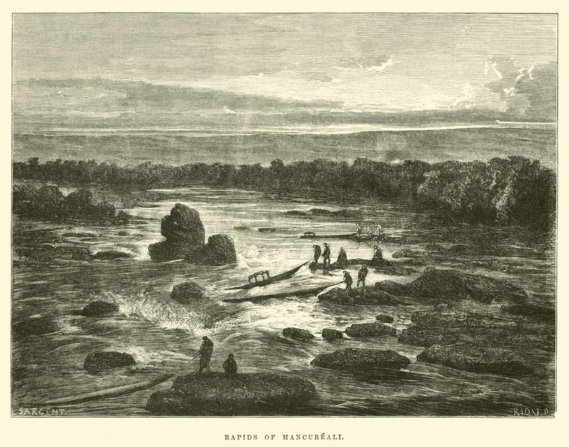 Rapids of Mancureali by Edouard Riou
