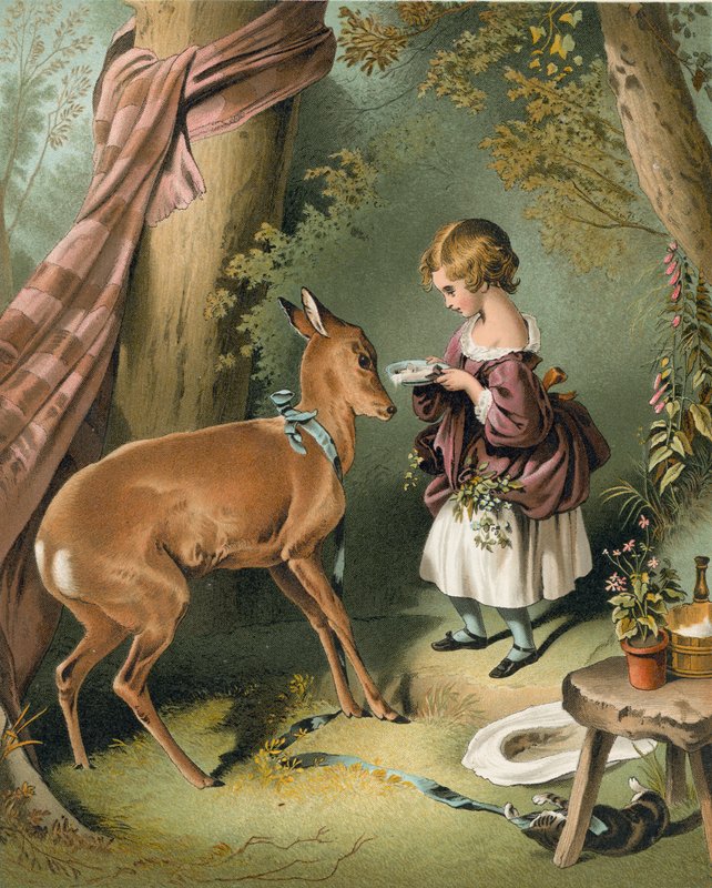 Girl Feeding Deer by Edwin Landseer