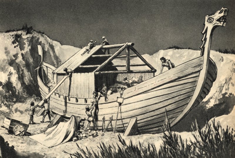 Viking ship burial by English School