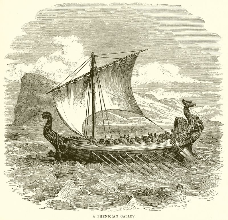 A Phoenician Galley by English School