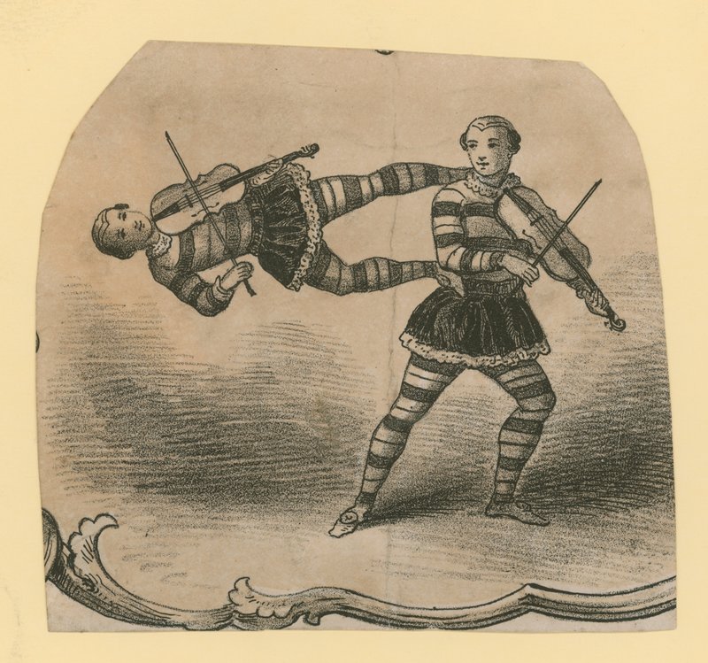 Acrobatic musicians by English School