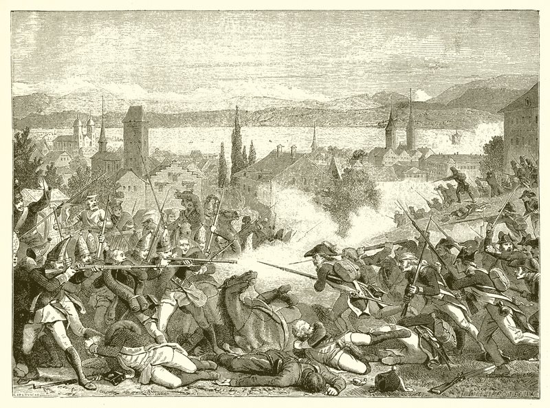 Battle of Zurich by English School