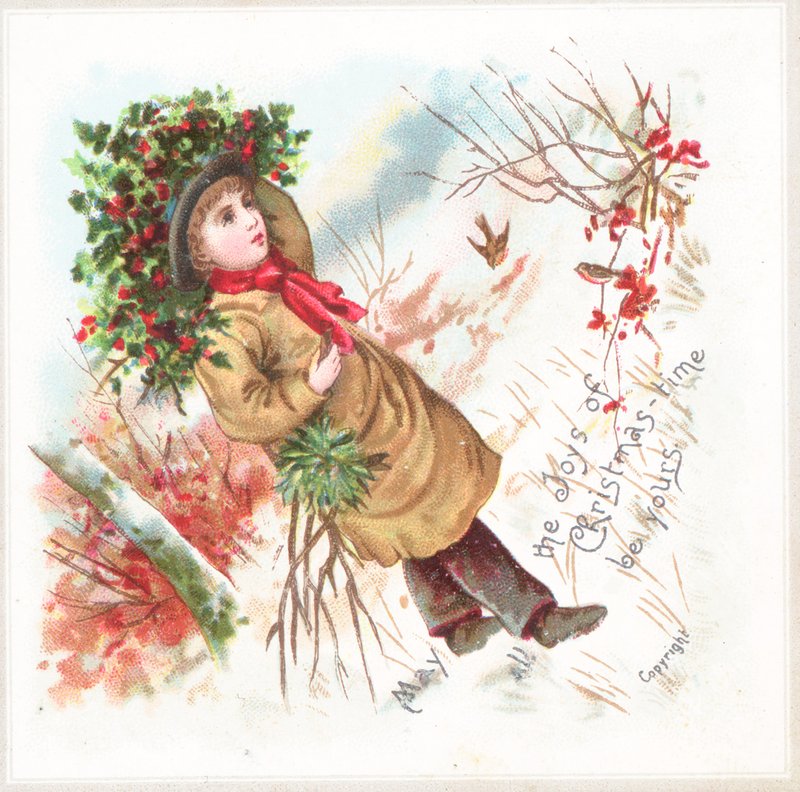 Boy carrying holly by English School