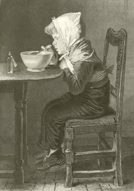 Boy eating by English School