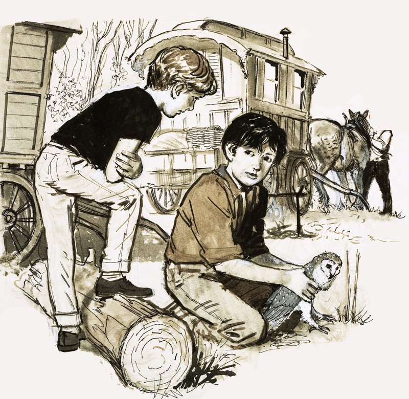Boys with Owl by English School
