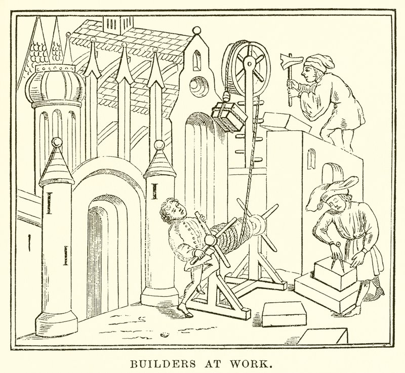 Builders at Work by English School
