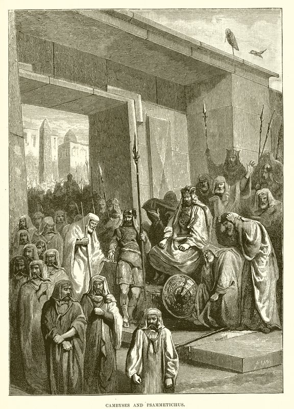 Cambyses and Psammetichus by English School