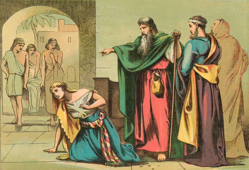 Death of Sapphira by English School