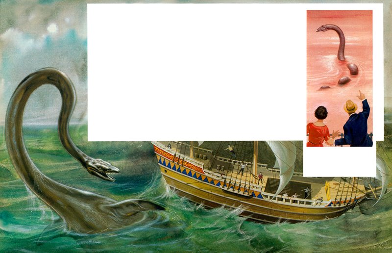 Giant sea serpents by English School