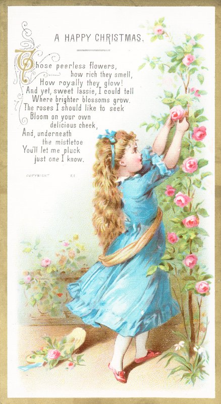 Girl Picking Roses by English School