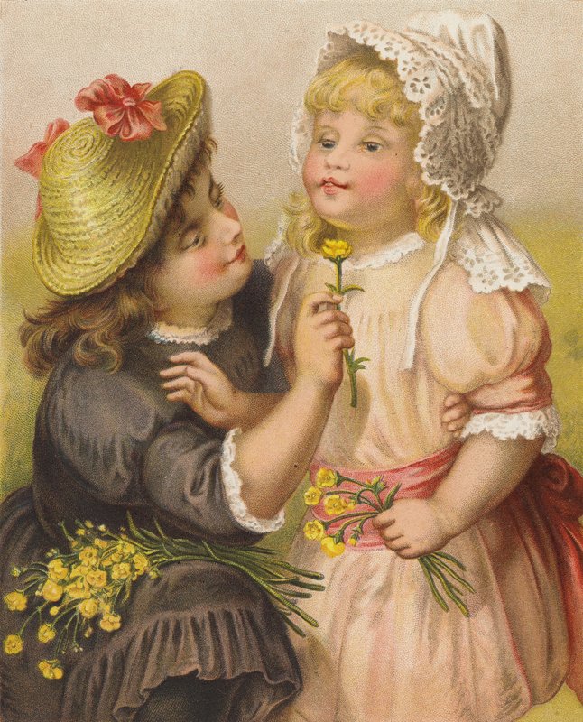 Girls with Buttercups by English School