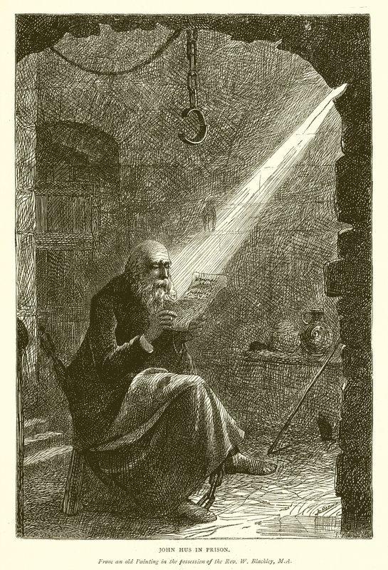John Hus in Prison by English School