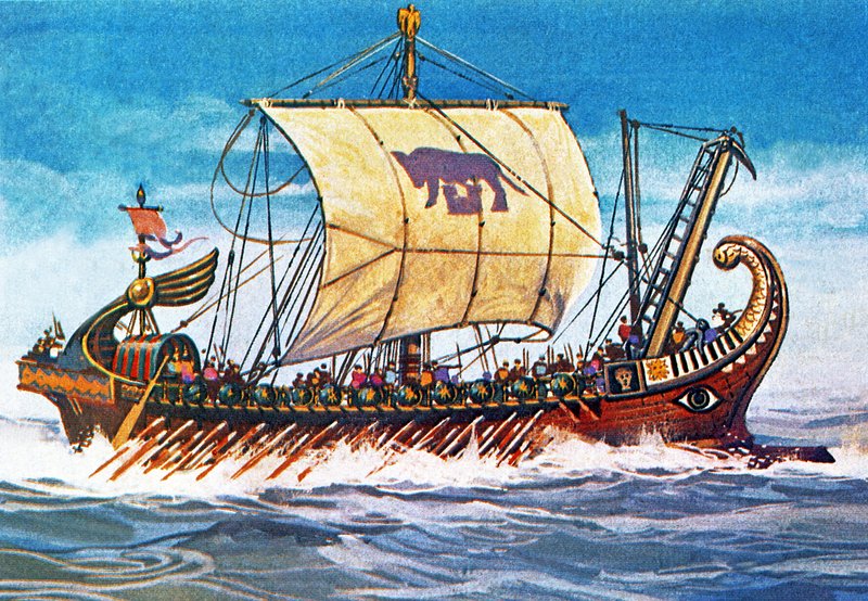Roman warship by English School