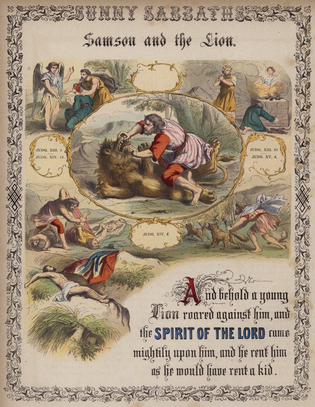 Samson and the Lion by English School