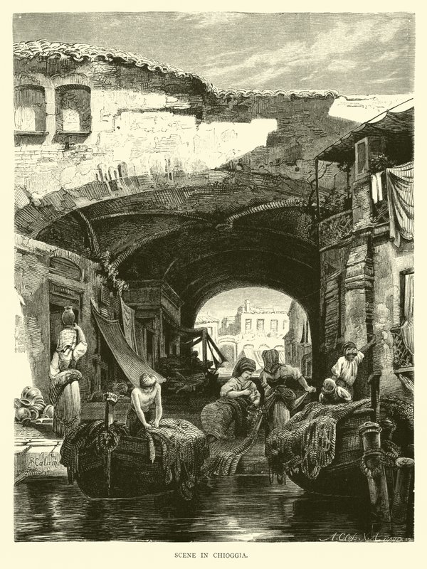 Scene in Chioggia by English School