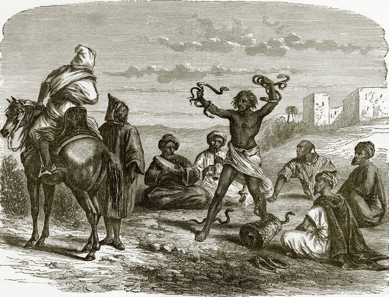 Serpent charmers by English School