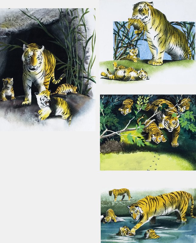 Tiger and Cubs by English School