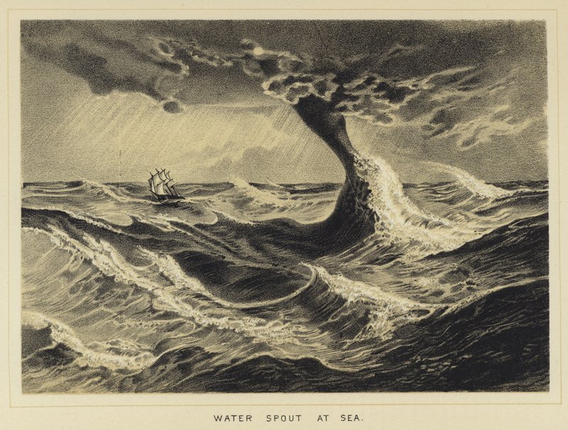 Water spout at sea by English School
